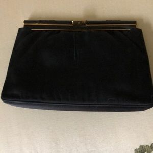 Vintage Black Satin Clutch